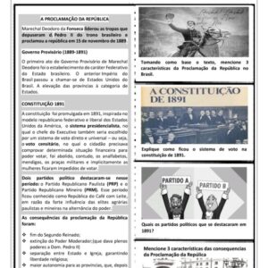 Atividade – A Proclamação da República no Brasil