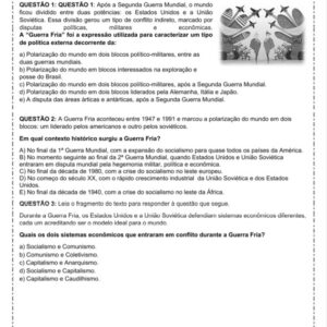 Simulado Guerra Fria – (Estilo ENEM) (10 questões)